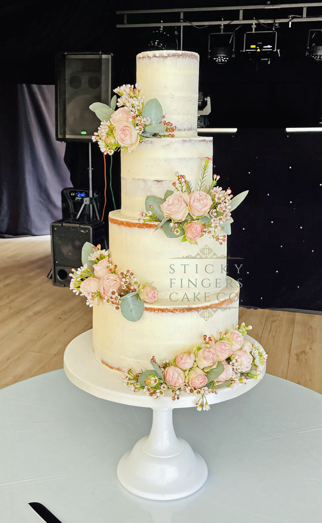 4-tier Semi Naked Wedding Cake, Downham Hall, Billericay - July 2022 ...