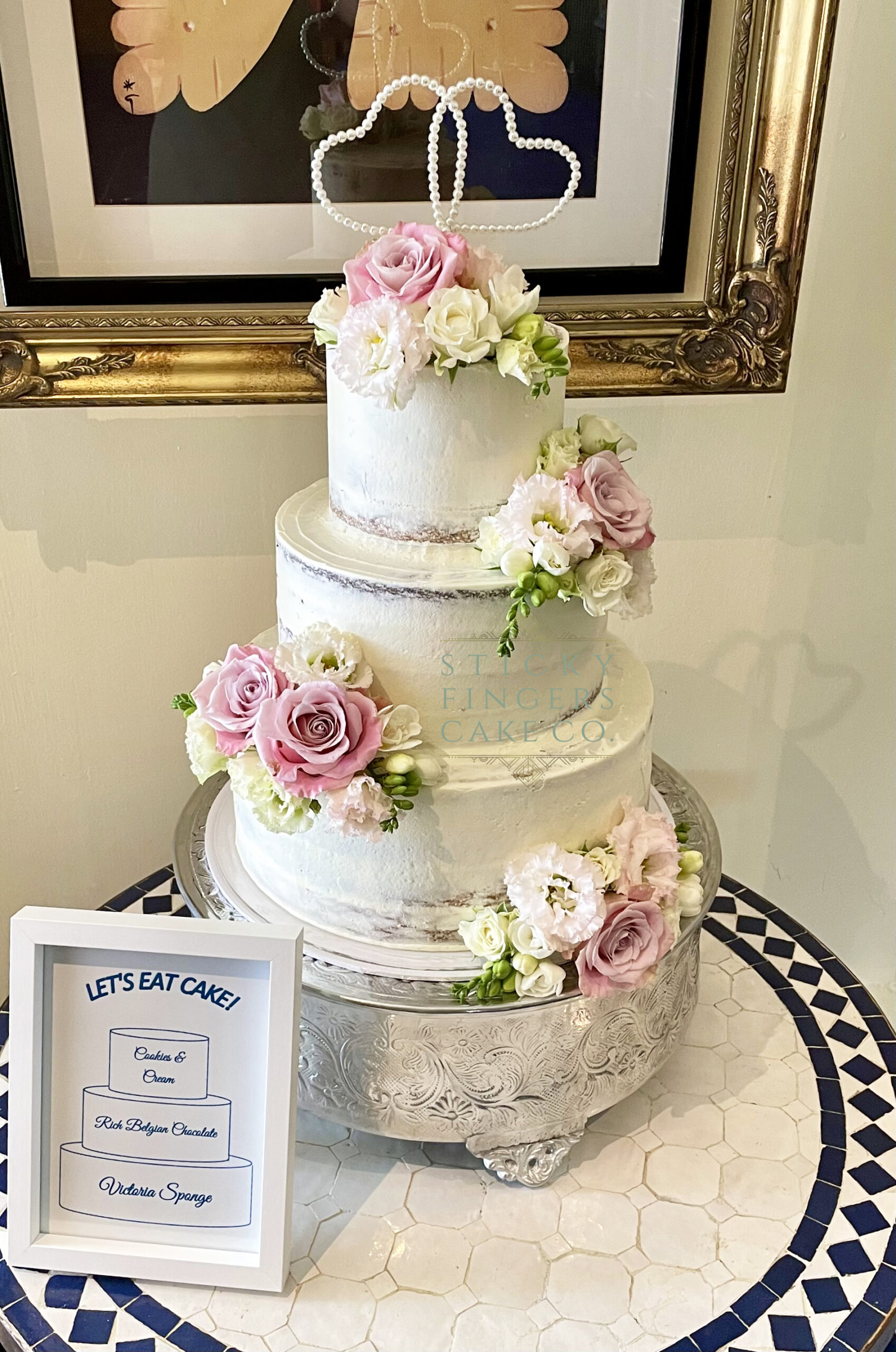 3-Tier Semi Naked Wedding Cake, Friern Manor, Brentwood – June 2023